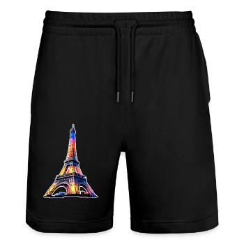 Tour Eiffel #3 - Short de jogging bio TRAINER Stanley/Stella unisexe - noir - Devant - Nik (191cm) & Marisol (170cm)