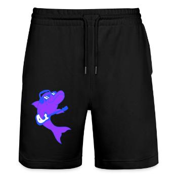 Delfin Spielt Gitarre Party Tier Rock Musik Spaß - Stanley/Stella Unisex Bio Joggingshorts Trainer  - Schwarz - Vorne - Nik (191cm) & Marisol (170cm)