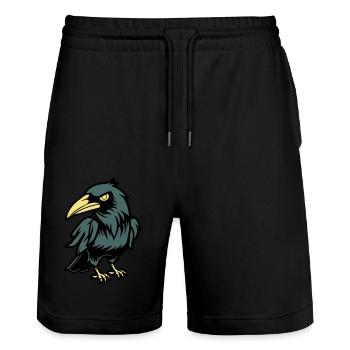 Raven Comic Animal - Stanley/Stella Trainer Unisex Organic Jogging Shorts - black - Front - Nik (191cm) & Marisol (170cm)