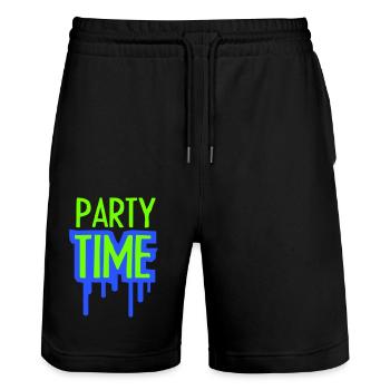 Logo de l’équipe Party Time Célébrez les amis de l’équipe - Short de jogging bio TRAINER Stanley/Stella unisexe - noir - Devant - Nik (191cm) & Marisol (170cm)