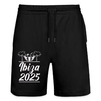 Ibiza 2025 - Stanley/Stella Unisex Bio Joggingshorts Trainer  - Schwarz - Vorne - Nik (191cm) & Marisol (170cm)