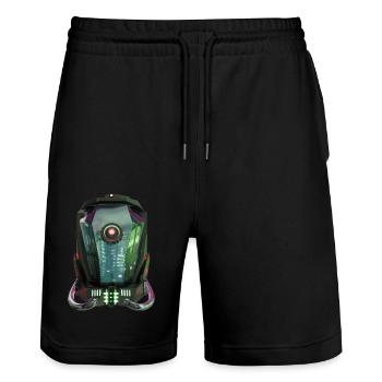 Casque robotique futuriste - Short de jogging bio TRAINER Stanley/Stella unisexe - noir - Devant - Nik (191cm) & Marisol (170cm)