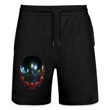 Astronaut Futuristic Helmet - Stanley/Stella Trainer Unisex Organic Jogging Shorts - black - Front - Nik (191cm) & Marisol (170cm)