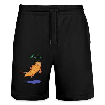 Karate Carrott, Karate Karotte - Stanley/Stella Unisex Bio Joggingshorts Trainer  - Schwarz - Vorne - Nik (191cm) & Marisol (170cm)