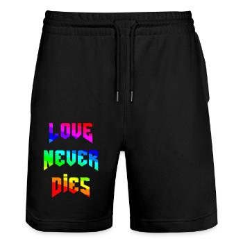 Rainbow - love never dies - Stanley/Stella Trainer Unisex Organic Jogging Shorts - black - Front - Nik (191cm) & Marisol (170cm)