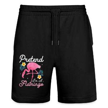 Faites semblant d’être un oiseau rose flamant rose mignon - Short de jogging bio TRAINER Stanley/Stella unisexe - noir - Devant - Nik (191cm) & Marisol (170cm)