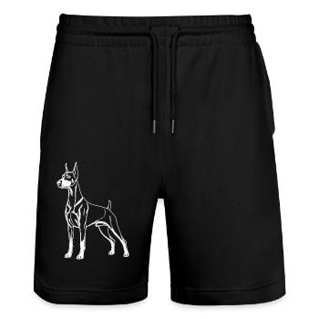 Dobermann Lineart - Stanley/Stella Unisex Bio Joggingshorts Trainer  - Schwarz - Vorne - Nik (191cm) & Marisol (170cm)