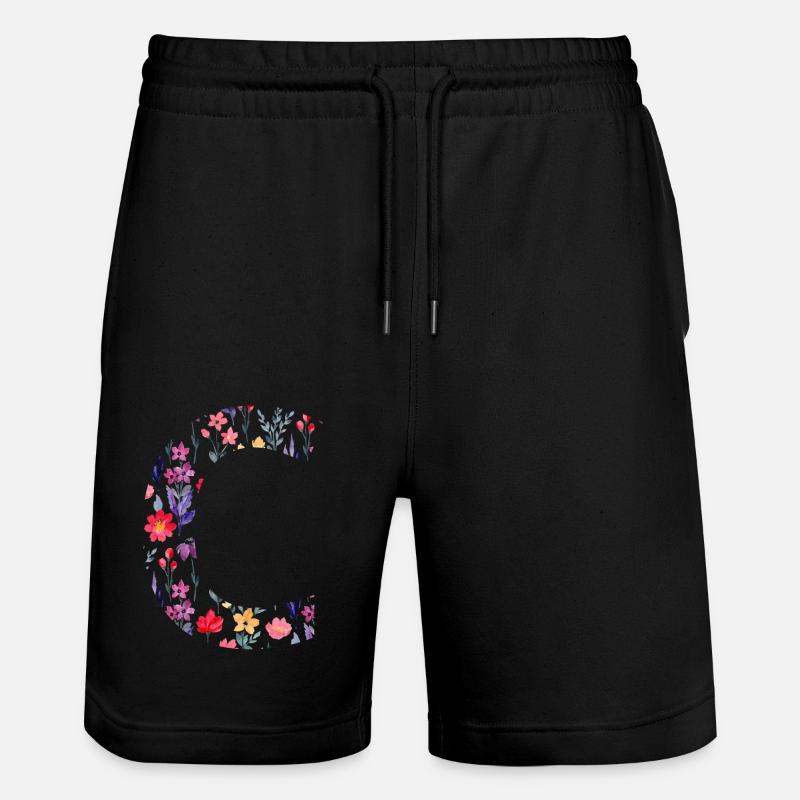 Personalisierter Blumenbuchstabe c - Geschenkidee - Stanley/Stella Unisex Bio Joggingshorts Trainer  - Schwarz