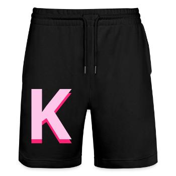 Letter k pink pop and modern - Stanley/Stella Trainer Unisex Organic Jogging Shorts - black - Front - Nik (191cm) & Marisol (170cm)