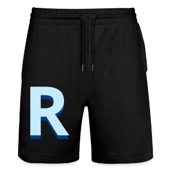 Pop und moderner blauer Buchstabe r - Stanley/Stella Unisex Bio Joggingshorts Trainer  - Schwarz - Vorne - Nik (191cm) & Marisol (170cm)