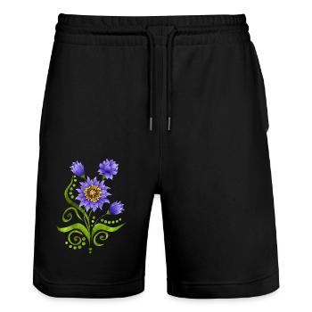 Flowers - Stanley/Stella Trainer Unisex Organic Jogging Shorts - black - Front - Nik (191cm) & Marisol (170cm)