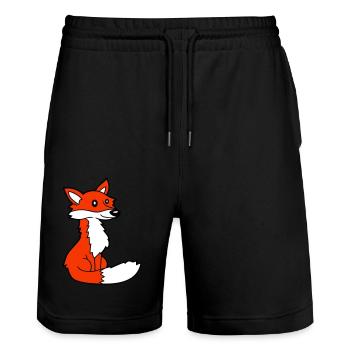 Fuchs Rotfuchs Wildes Tier Schlauer Wald Bewohner - Stanley/Stella Unisex Bio Joggingshorts Trainer  - Schwarz - Vorne - Nik (191cm) & Marisol (170cm)