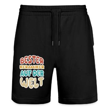 Vocation ceramist - Stanley/Stella Trainer Unisex Organic Jogging Shorts - black - Front - Nik (191cm) & Marisol (170cm)
