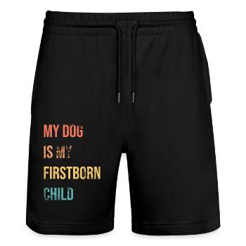 Dog Firstborn - Stanley/Stella Unisex Bio Joggingshorts Trainer  - Schwarz - Vorne - Nik (191cm) & Marisol (170cm)