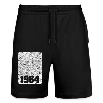 1964 - Stanley/Stella Trainer Unisex Organic Jogging Shorts - black - Front - Nik (191cm) & Marisol (170cm)
