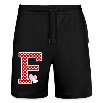 Buchstabe F Herz - Stanley/Stella Unisex Bio Joggingshorts Trainer  - Schwarz - Vorne - Nik (191cm) & Marisol (170cm)