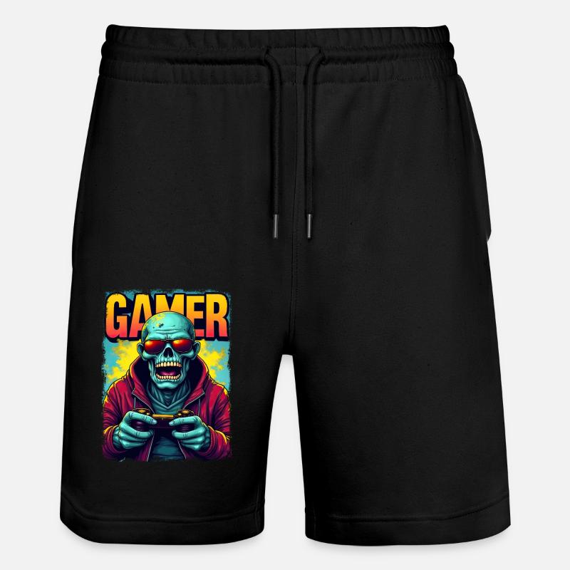 Zocker-Zombie mit Controller - Stanley/Stella Unisex Bio Joggingshorts Trainer  - Schwarz