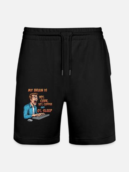 0% Sleep: Code & Coffee Power! - Stanley/Stella Trainer Unisex Organic Jogging Shorts - black