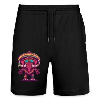 Mammut Comic Lustig Sombrero - Stanley/Stella Unisex Bio Joggingshorts Trainer  - Schwarz - Vorne - Nik (191cm) & Marisol (170cm)