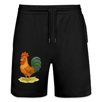 hahn gockel - Stanley/Stella Unisex Bio Joggingshorts Trainer  - Schwarz - Vorne - Nik (191cm) & Marisol (170cm)