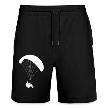 Gleitschirmflieger Fallschirmspringer - Stanley/Stella Unisex Bio Joggingshorts Trainer  - Schwarz - Vorne - Nik (191cm) & Marisol (170cm)