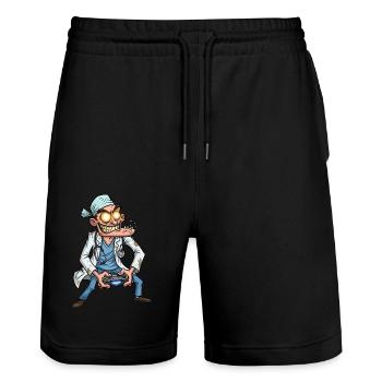 Mad Doctor Gamer | Gambles day & night - Stanley/Stella Trainer Unisex Organic Jogging Shorts - black - Front - Nik (191cm) & Marisol (170cm)