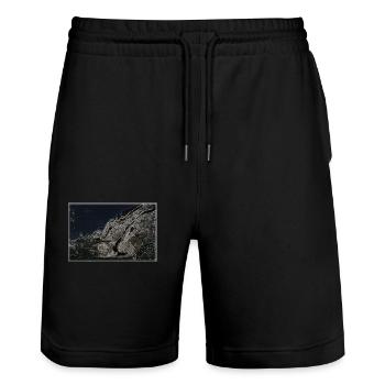 Schildi, Turtle - Stanley/Stella Unisex Bio Joggingshorts Trainer  - Schwarz - Vorne - Nik (191cm) & Marisol (170cm)