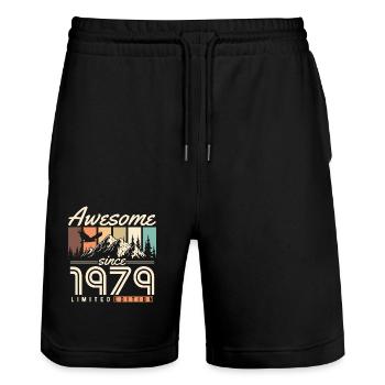 Großartig seit 1979 Jahrgang Vintage Geburtstag - Stanley/Stella Unisex Bio Joggingshorts Trainer  - Schwarz - Vorne - Nik (191cm) & Marisol (170cm)