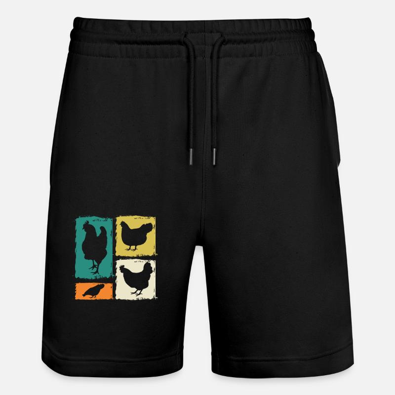 Hühner Henne - Stanley/Stella Unisex Bio Joggingshorts Trainer - Schwarz