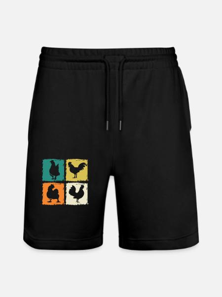 Chicken Rooster - Stanley/Stella Trainer Unisex Organic Jogging Shorts - black