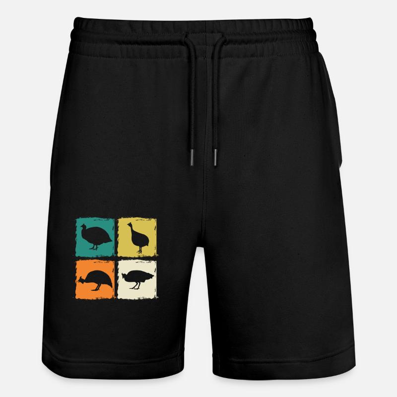 Hühner Hahn Perlhuhn - Stanley/Stella Unisex Bio Joggingshorts Trainer  - Schwarz
