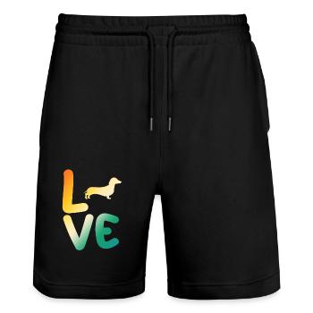 Chien teckel - Short de jogging bio TRAINER Stanley/Stella unisexe - noir - Devant - Nik (191cm) & Marisol (170cm)