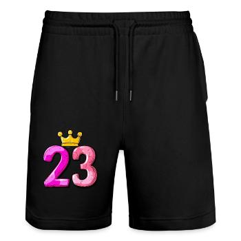 Maillot 23 numéros Couronne - Short de jogging bio TRAINER Stanley/Stella unisexe - noir - Devant - Nik (191cm) & Marisol (170cm)