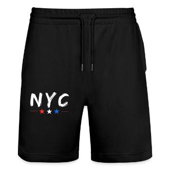NYC Stars - Stanley/Stella Unisex Bio Joggingshorts Trainer  - Schwarz - Vorne - Nik (191cm) & Marisol (170cm)