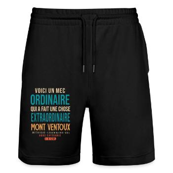 Mont Ventoux vélo cadeau homme velo ventoux - Short de jogging bio TRAINER Stanley/Stella unisexe - noir - Devant - Nik (191cm) & Marisol (170cm)