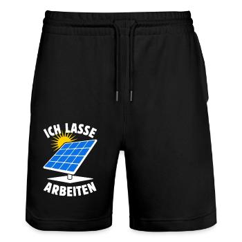 Ich lasse arbeiten - Photovoltaik - Solarenergie - Stanley/Stella Unisex Bio Joggingshorts Trainer  - Schwarz - Vorne - Nik (191cm) & Marisol (170cm)