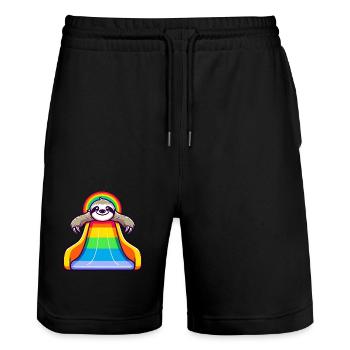 LGBTQ Pride Faultier Regenbogen Rutsche - Stanley/Stella Unisex Bio Joggingshorts Trainer  - Schwarz - Vorne - Nik (191cm) & Marisol (170cm)