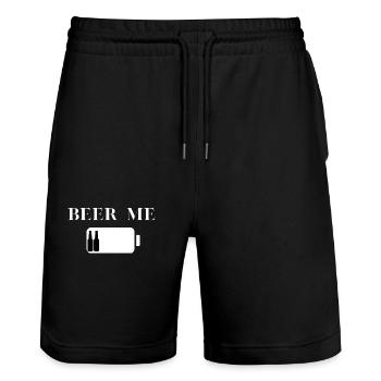 Bier mich! - Stanley/Stella Unisex Bio Joggingshorts Trainer  - Schwarz - Vorne - Nik (191cm) & Marisol (170cm)