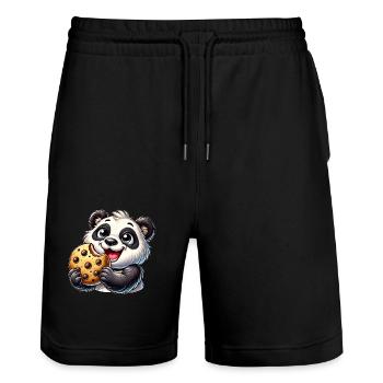 Panda Biscuit Dessert Biscuits Sucrés - Short de jogging bio TRAINER Stanley/Stella unisexe - noir - Devant - Nik (191cm) & Marisol (170cm)