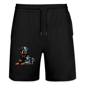 Rottweiler Cyborg Robot Espace - Short de jogging bio TRAINER Stanley/Stella unisexe - noir - Devant - Nik (191cm) & Marisol (170cm)