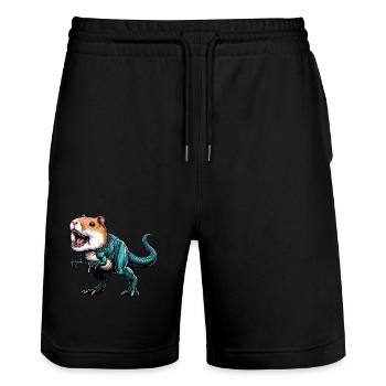 Hybride de hamster T-Rex : créature mythique fantastique - Short de jogging bio TRAINER Stanley/Stella unisexe - noir - Devant - Nik (191cm) & Marisol (170cm)