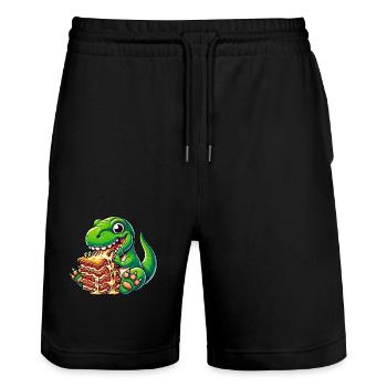 T-Rex Dino Lasagne Pasta Italienisch Dinosaurier F - Stanley/Stella Unisex Bio Joggingshorts Trainer  - Schwarz - Vorne - Nik (191cm) & Marisol (170cm)