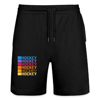 Field Hockey Hockey "Hockey-color" Hockey Club - Stanley/Stella Trainer Unisex Organic Jogging Shorts - black - Front - Nik (191cm) & Marisol (170cm)