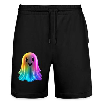 Colorful Ghost - Stanley/Stella Trainer Unisex Organic Jogging Shorts - black - Front - Nik (191cm) & Marisol (170cm)