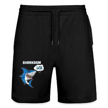 J'aime Salade - Sharkasm - Humour - Drôle - Short de jogging bio TRAINER Stanley/Stella unisexe - noir - Devant - Nik (191cm) & Marisol (170cm)