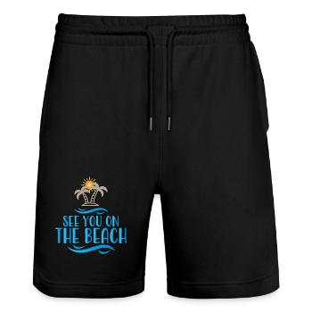 plage - Short de jogging bio TRAINER Stanley/Stella unisexe - noir - Devant - Nik (191cm) & Marisol (170cm)