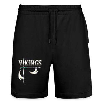 Guerrier viking - Short de jogging bio TRAINER Stanley/Stella unisexe - noir - Devant - Nik (191cm) & Marisol (170cm)