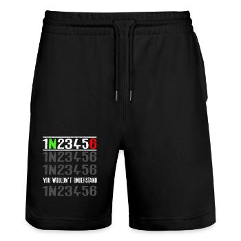 Code Glyphs You Wouldn't Understand - Stanley/Stella Trainer Unisex Organic Jogging Shorts - black - Front - Nik (191cm) & Marisol (170cm)