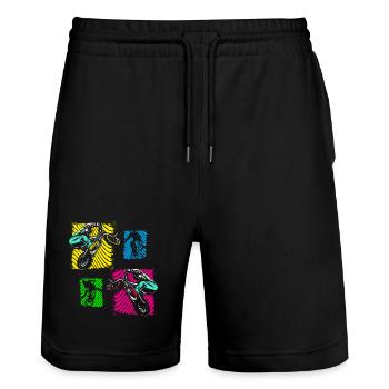 Vélo BMX | Vélo BMX | BMX coloré | Idée cadeau - Short de jogging bio TRAINER Stanley/Stella unisexe - noir - Devant - Nik (191cm) & Marisol (170cm)