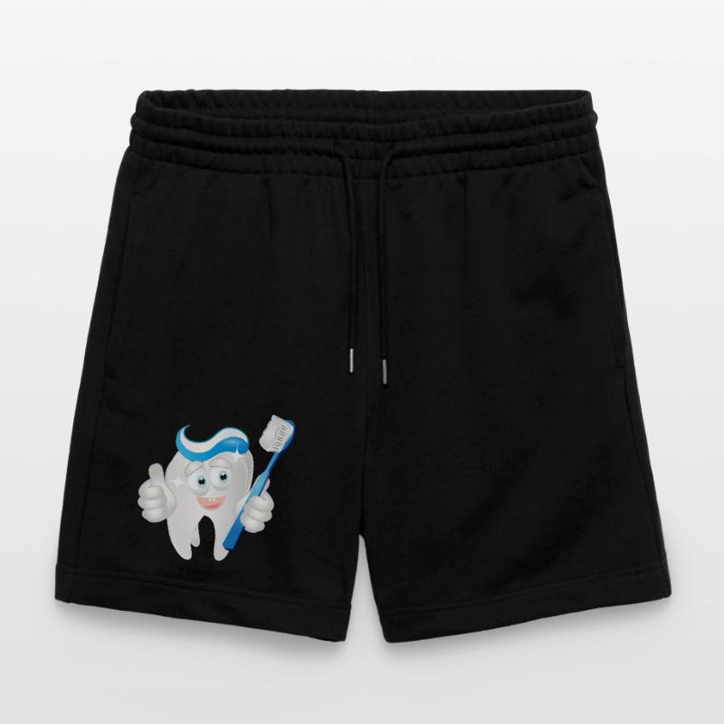 radiant white tooth with toothpaste as a comic Stanley/Stella Trainer Unisex Organic Jogging Shorts